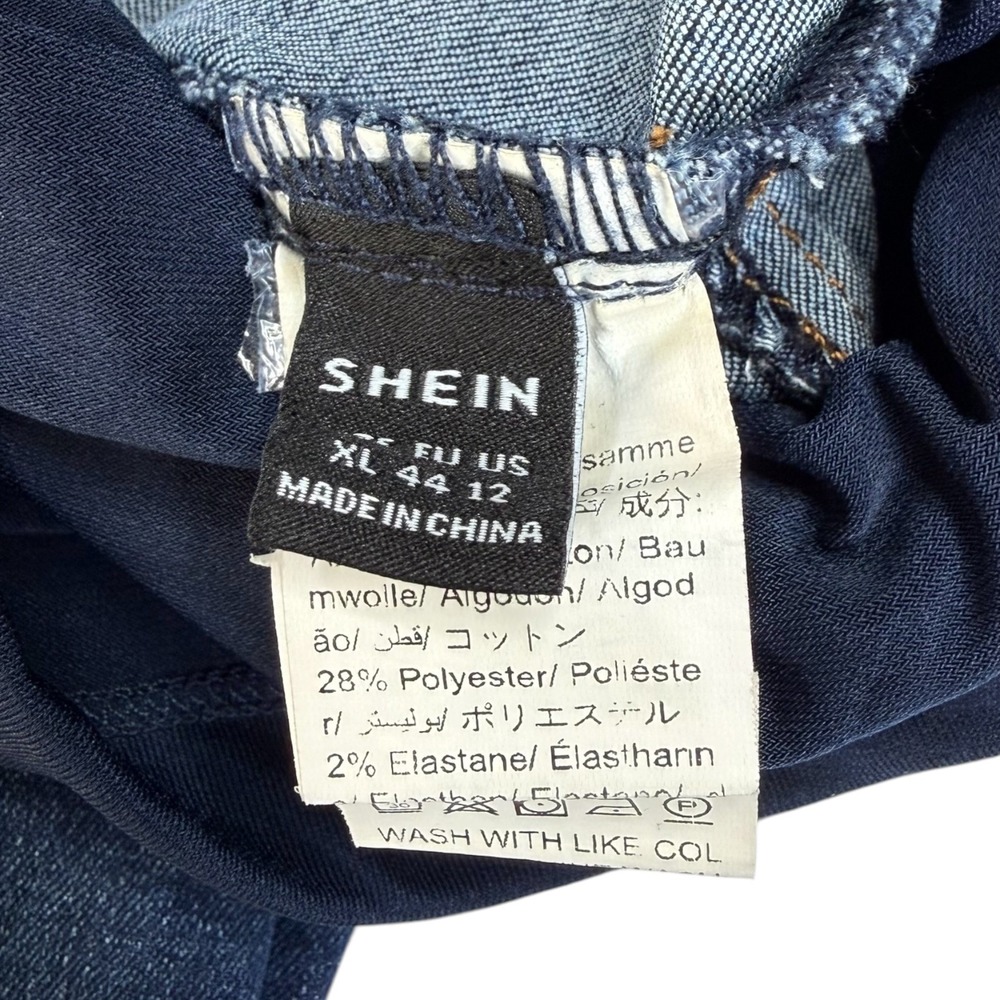 Shein Maternity Skinny Jeans 12 XL Blue Over Belly Raw Hem Prenatal Dark Wash - Picture 8 of 8